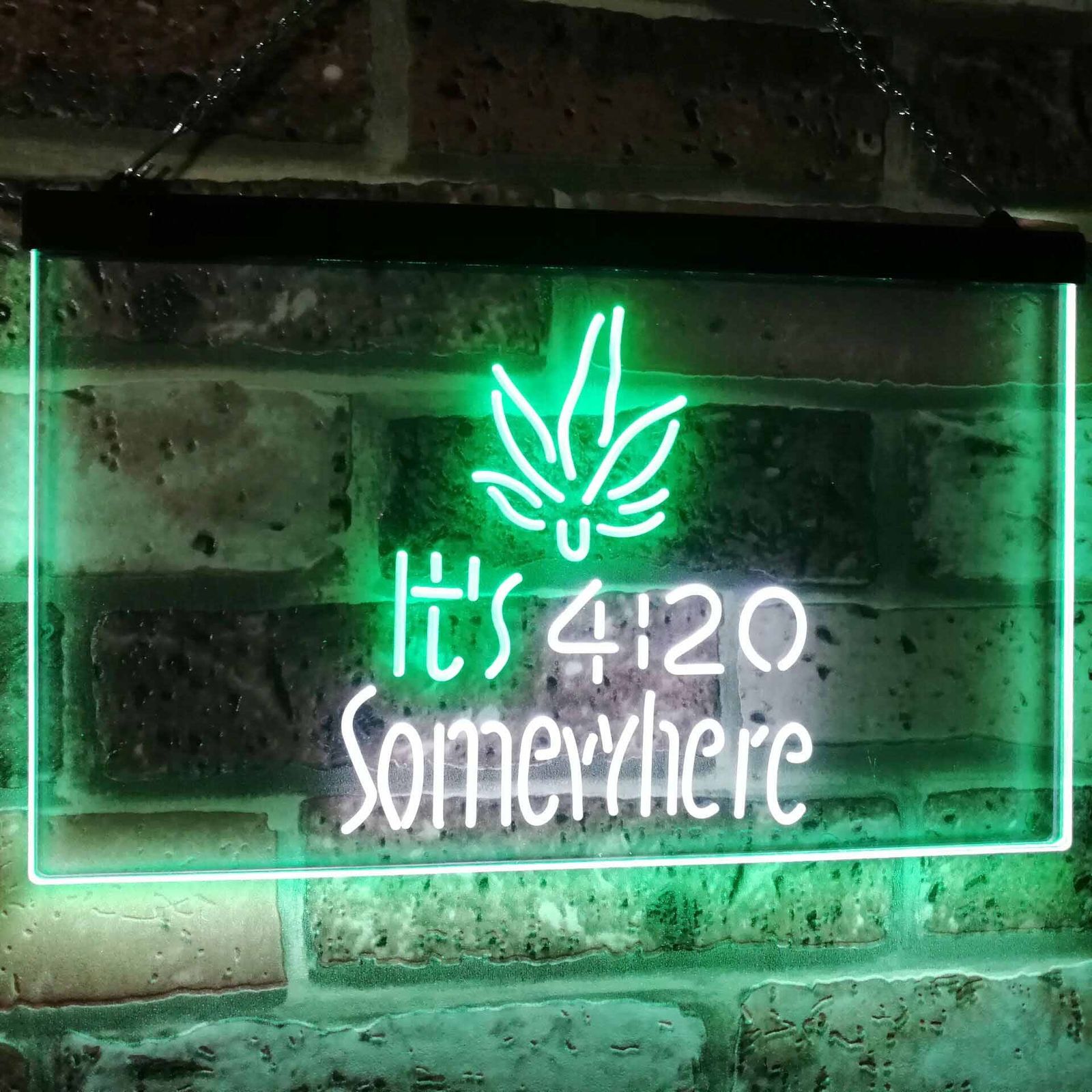 Marijuana Its 420 Somewhere Dual Color Led Neon Sign